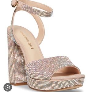 Steve Madden size 10 silver ankle wrap Rhinestone platform heels